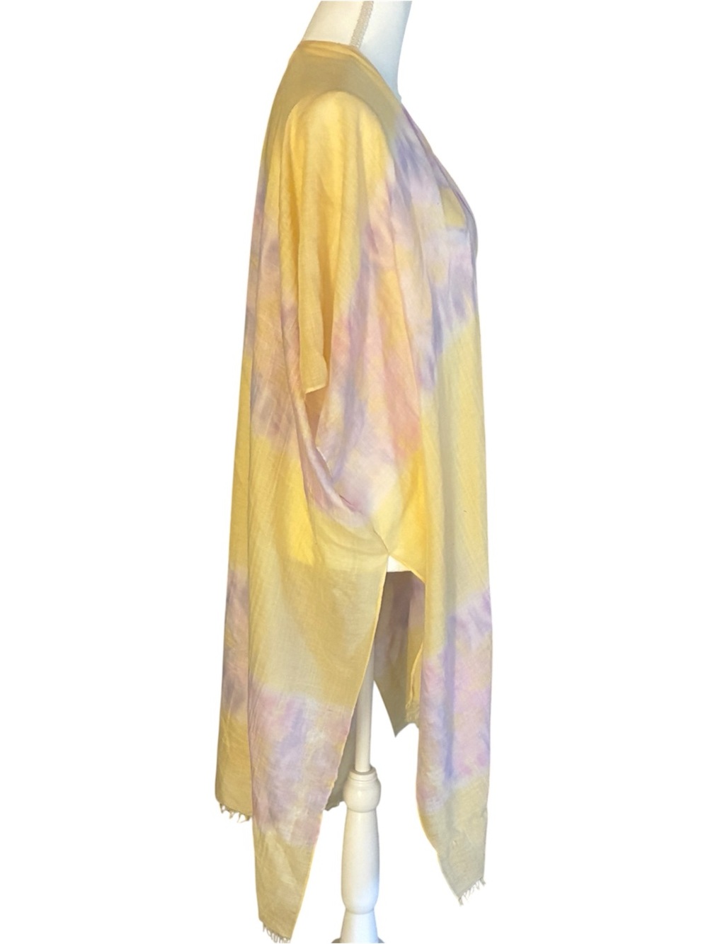 Do Everything in Love Pastel Yellow TieDye Ombré Open Front Cape Kimono One Size - Picture 2 of 7